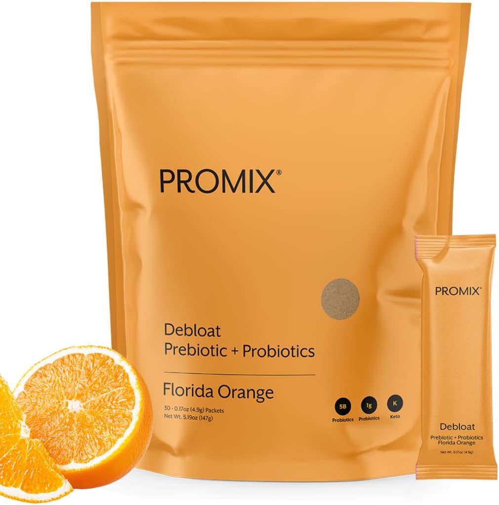 ProMix Nutrition Debloat Prebiotics and Probiotics with Baobab - Rich in Vitamin C, Bloating Relief, Immune Support - Orange - 30 Servings (Pack of 30)