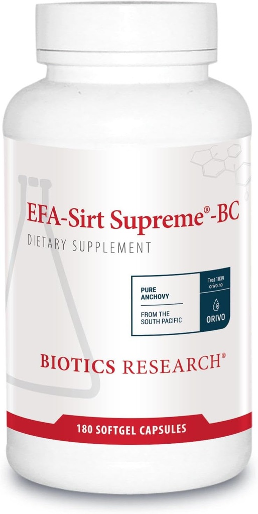 Biotics Research EFA-SIRT Supreme-BC EPA, DHA, GLA from Black Currant Seed Oil, Natural Mixed Tocopherols Cardiovascular Health Joint Comfort and Flexibility, 180 softgel Capsules