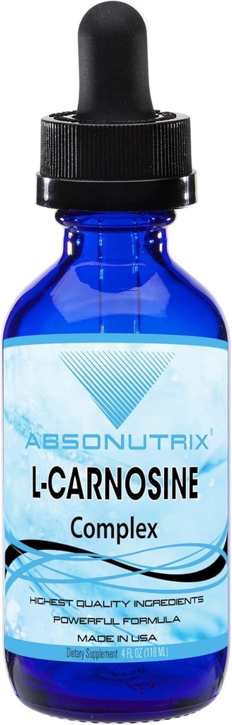 Absonutrix L-Carnosine - 583 mg 4 Oz Bottle, 200 Highly Potent Servings, Easy-to-Consume Drops, High Bioavailability, Third-Party Tested, GMP-Certified, Non-GMO, Cruelty-Free Products, Made in USA