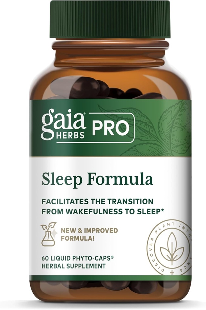 GAIA HERBS PRO Sleep Formula - Supports Restful Sleep & Relaxation for Occasional Sleeplessness* - Herbal Extracts with Valerian Root, Passionflower & Lavender - Vegan Capsules - 60 Liquid Phyto-Caps