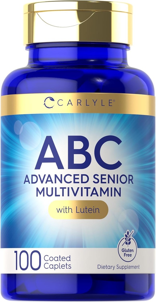 Carlyle Senior Multivitamin for Over 60 | 100 Caplets | with Lutein & Lycopene | ABC Advanced Supplement for Men and Women | Non-GMO, Gluten Free