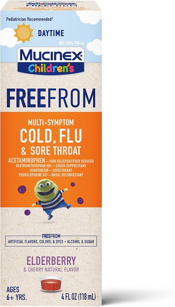 Mucinex Children's Liquid - FreeFrom Multi-Symptom Cold, Flu & Sore Throat 4oz