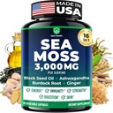Sea Moss Black Seed Oil Ashwagandha Ginger - Advanced Irish Sea Moss Capsules All in One Supplement with Seamoss Black Seed Oil Ashwagandha Burdock Root Bladderwrack - Pills for Energy, Immune, Gut