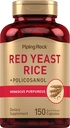 Piping Rock Red Yeast Rice 600 mg | 150 Capsules | with Policosanol | Non-GMO, Gluten Free Supplement