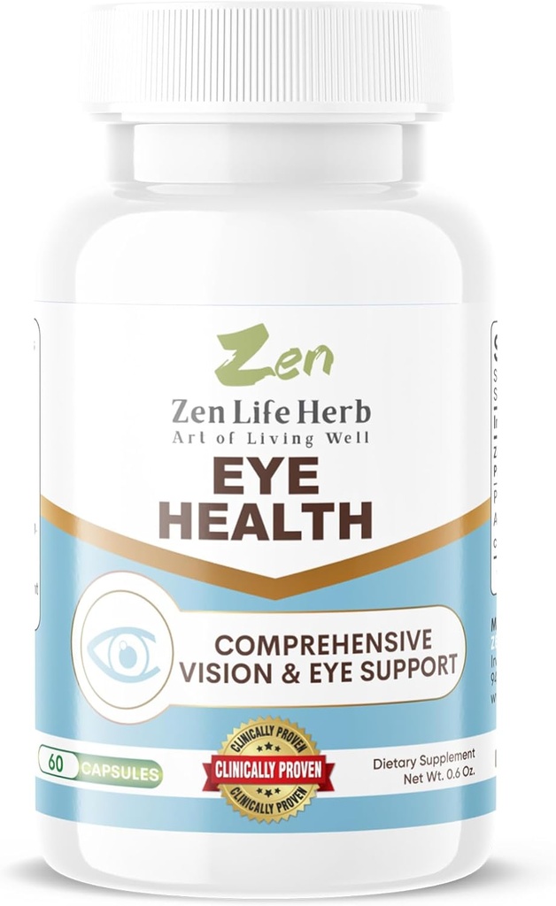 ZEN LIFE HERB Eye Health with Panax Notoginseng Astaxanthin Lutein and Zeaxanthin (60 Capsules)