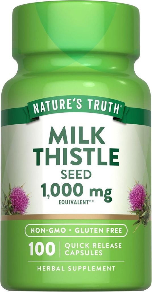 Nature's Truth Milk Thistle Seed Extract 1000mg | Herbal Supplement | 100 Capsules | Non-GMO & Gluten Free