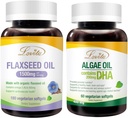Lovita Flaxseed Oil & Algae DHA Oil Nutrients Bundle. Dietary Supplement Supports Better Nutrition & Overall Well-Being