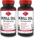 Olympian Labs Antarctic Krill Oil, 1000mg Caps with Astaxanthin, Omega-3, EPA, DHA, Immune, Joint & Brain Support, 60 Softgels (Pack of 2)