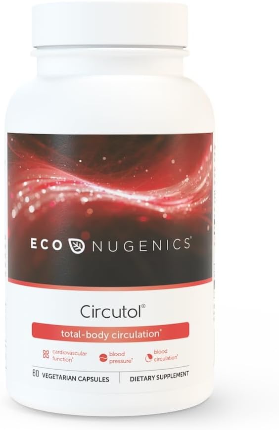 EcoNugenics Circutol: Heart & Blood Pressure Supplement with Nattokinase, L-Carnitine, Hawthorn Berry Extract, Cordyceps & Reishi Mushrooms – Healthy Blood Flow & Nitric Oxide Support – 60 Capsules