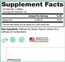 Peak Pure & Natural Peak D3 - Calciferol Vitamin D3 5,000 IU - Immune Support - Support Heart Health - Boost Energy - Daily Vitamin for Adults | 30 Capsules