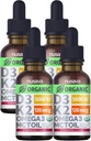 (4 Pack) Organic Vitamin D3 K2 Drops with MCT Oil Omega 3, 5000 IU - Maximum Strength Vitamin D Liquid, No Fillers, Non-GMO Liquid D3 for Faster Absorption and Immune Support (Strawberry, 4 Fl Oz)