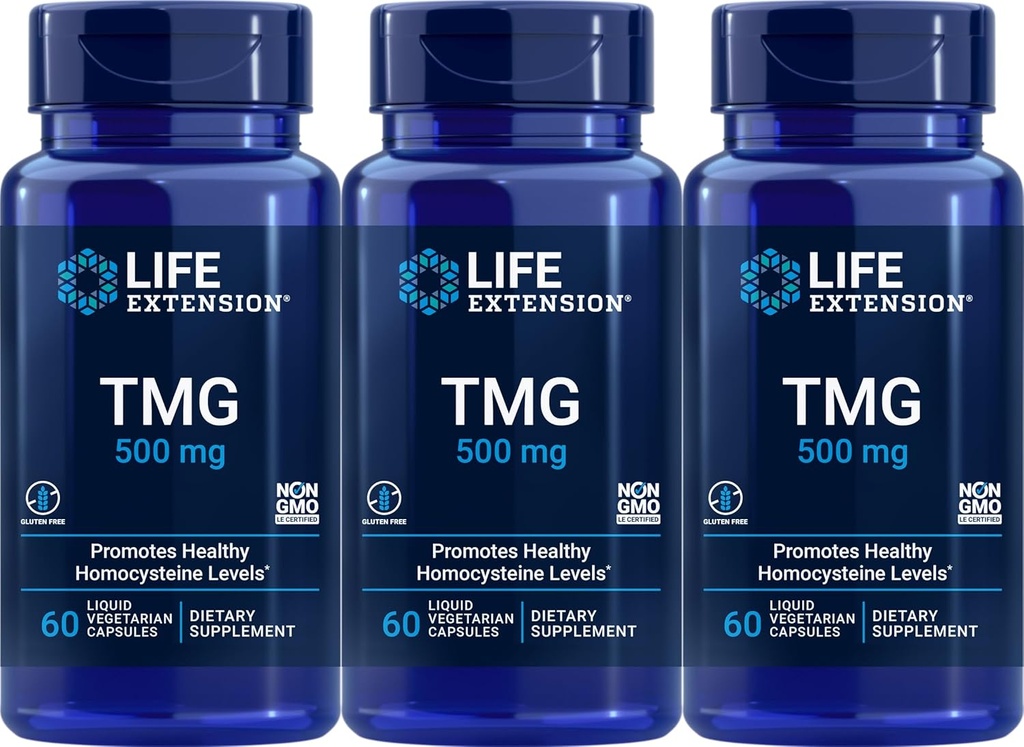 Life Extension TMG Liquid Vegetarian Capsules, 500 mg, 60 Count (Pack of 3)