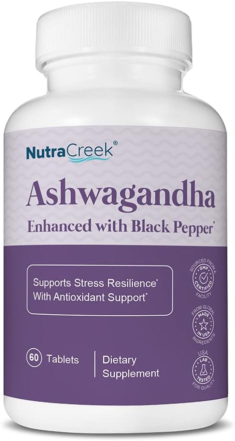 Ashwagandha – 1350mg Per Serving with Black Pepper – Natural Stress & Adrenal Support, Cortisol Balance, Immune & Thyroid Health – 60 Tablets