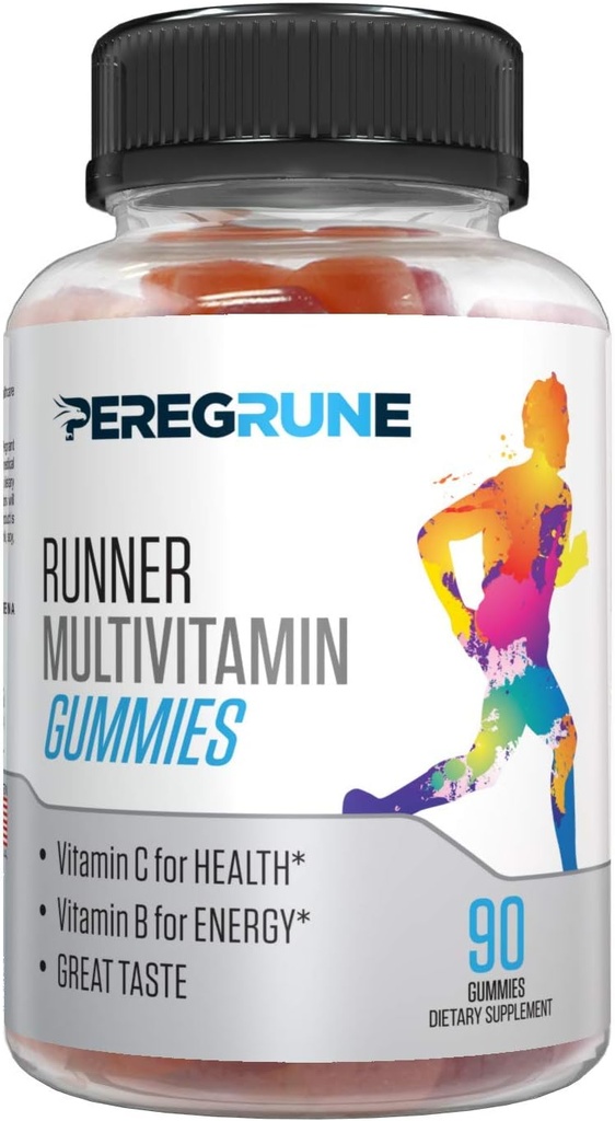 Runner Multivitamin Gummies - Daily Vitamin for Running with Vitamins A, C, D, E, and B Complex – 50% Less Sugar – Antioxidants, Recovery, Endurance, and Energy Gummy – Certified Running Sup