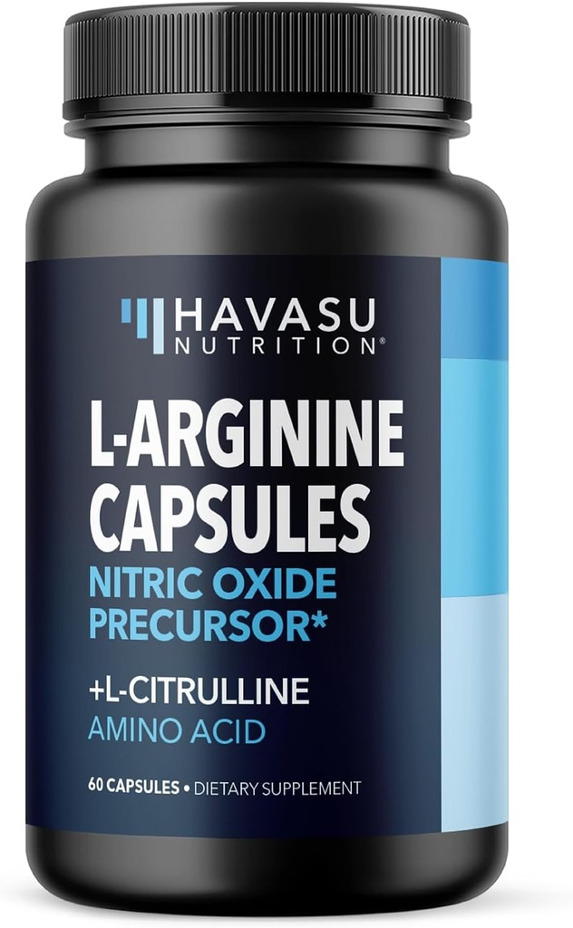 L-Arginine Capsules with L-Citrulline - Nitric Oxide Supplement - L Arginine and L Citrulline Blend - 60 Count - Vegan, Non-GMO Capsules for Performance, Endurance and Muscle Support - 1 Month Supply