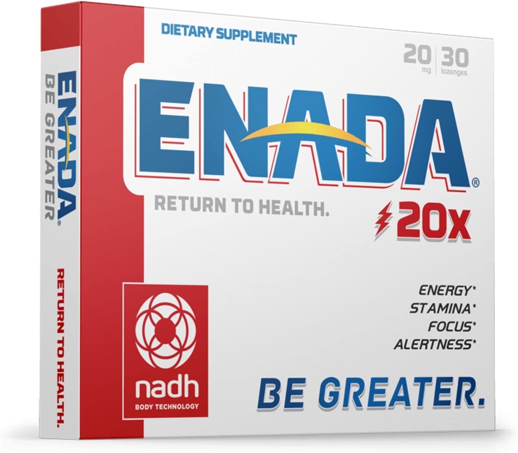 ENADA 20 x NADH Supplement | Boost Energy, Mental Focus, Stamina | Support Fatigue, Cell Regenerator | 20mg NADH 30 Lozenges (1 per serving) | Natural Energy Supplements for Women and Men