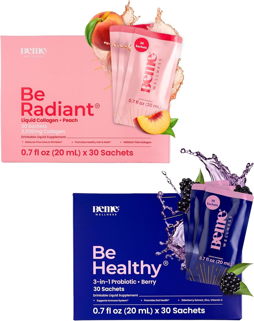 BeMe BeRadiant & BeHealthy Bundle - Liquid Collagen & Liquid Probiotic Supplements