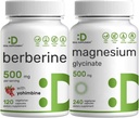 Deal Supplement Magnesium Glycinate 500mg Veggie Capsules & Berberine Supplement with Yohimbine Bundle – Easily Absorbed Chelated Mineral – High Absorption Hydrochloride HCl Forms