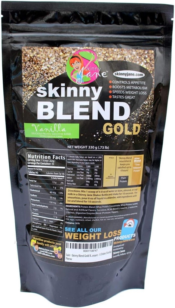 Skinny Blend Gold – Protein Shake for Women – Low Sugar, Low Carb – Supports Metabolism and Energy – Creamy Vanilla – 15 Servings