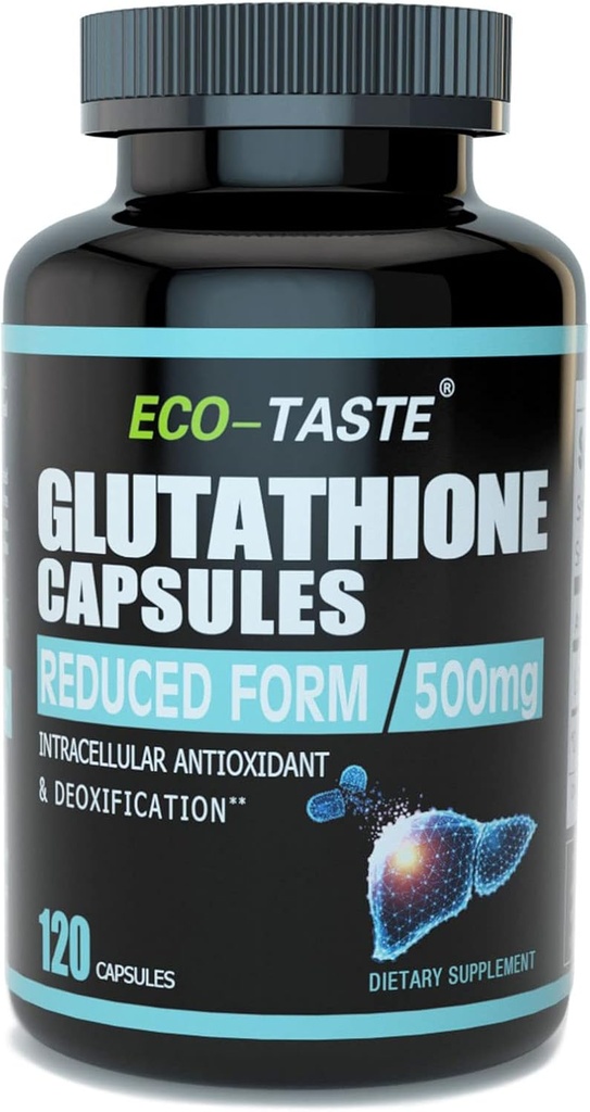 ECO-TASTE Glutathione Supplement, 98% Purified – Reduced Form, 120 Capsules