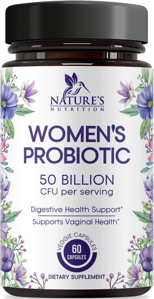 Probiotics for Women's Digestive Health - 50 Billion CFU - 5 Feminine Health Vag Strains, Prebiotic for Vaginal PH Balance, Urinary UT Health, Womens Probiotic, Shelf Stable, Bottled in USA, Capsules