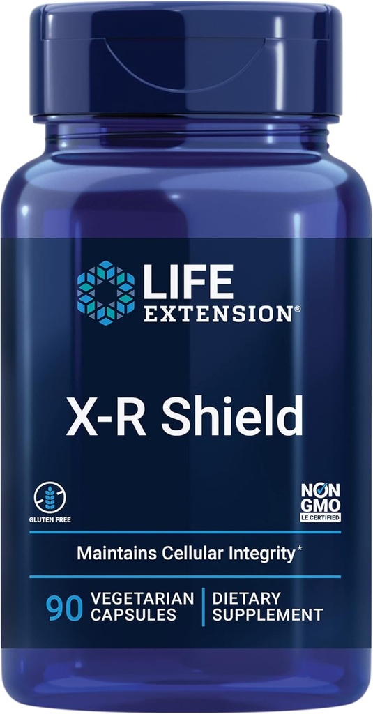 Life Extension X-R Shield, spirulina, Lemon Balm, Ginkgo biloba, Supports Cellular Integrity & DNA Health, Encourages Healthy Immune Response, Gluten-Free, Non-GMO, Vegetarian, 90 Capsules