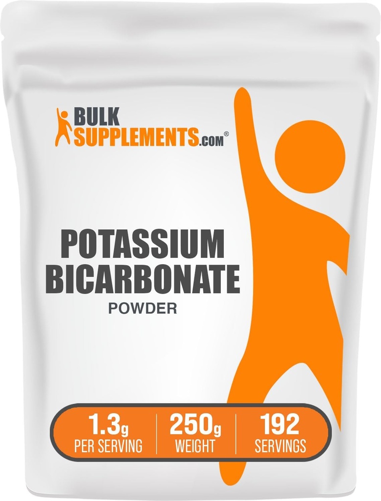 BulkSupplements.com Potassium Bicarbonate Powder - Potassium Bicarbonate Food Grade, Mineral Supplement - 1.3g per Serving, 250g (8.8 oz) (Pack of 1)