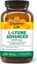 Country Life L-Lysine 1500mg Capsules with Vitamin D & Elderberry – Advanced Immune Support and Collagen Renewal – Certified Gluten-Free & Vegan – 180 Capsules