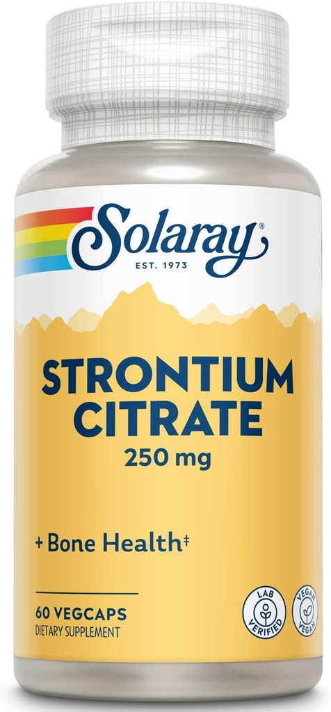 Solaray Strontium Citrate 250 mg | Healthy Bones & Teeth Support | Gentle Digestion, Enhanced Absorption | 60 VegCaps