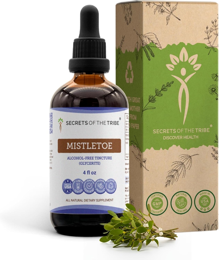 Secrets of the Tribe Mistletoe Tincture Alcohol-Free Liquid Extract, Mistletoe (Viscum Album) Dried Herb (4 FL OZ)