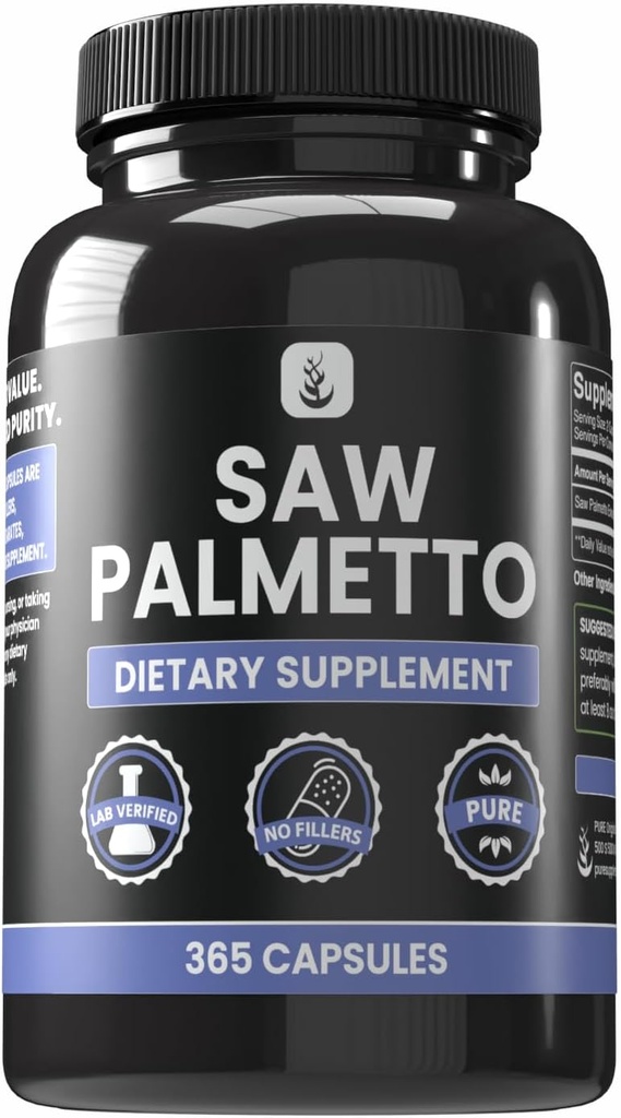 PURE ORIGINAL INGREDIENTS Saw Palmetto (365 Capsules) No Magnesium Or Rice Fillers, Always Pure, Lab Verified