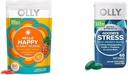 OLLY Hello Happy Gummy Worms, Mood Balance Support, Vitamin D, Saffron, Adult Chewable Supplement & Ultra Strength Goodbye Stress Softgels, GABA, Ashwagandha, L-Theanine and Lemon Balm