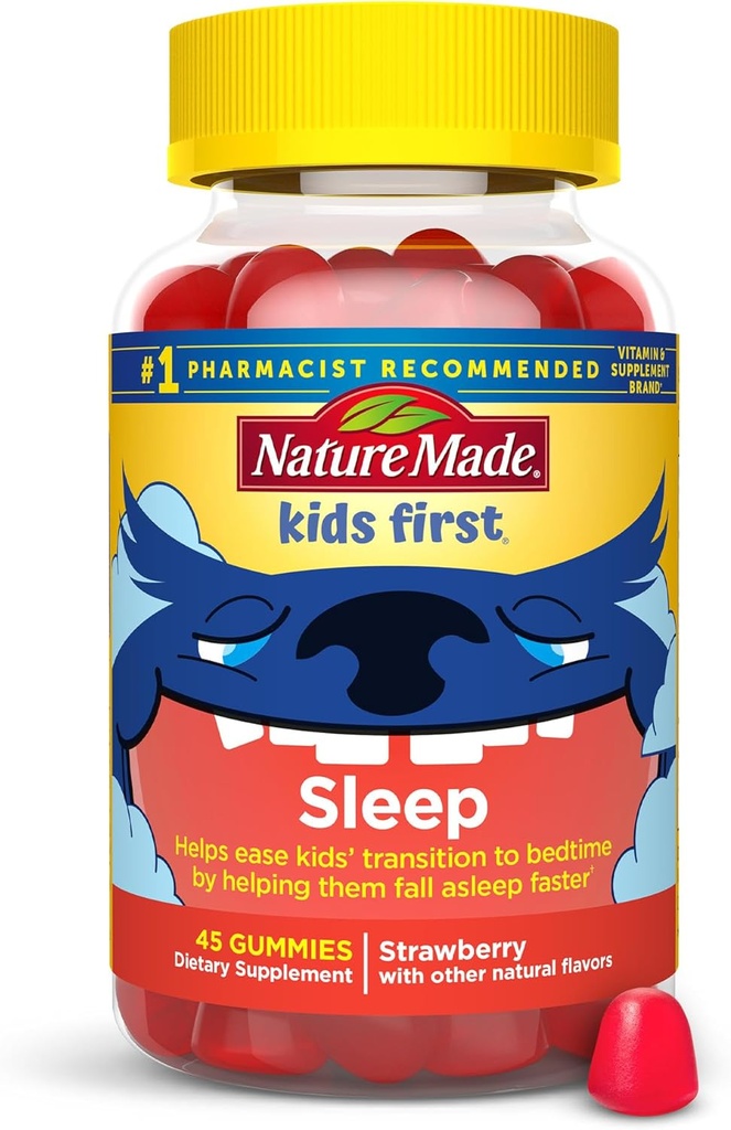 Nature Made Kids First Sleep Melatonin Gummies, 100% Drug-Free Sleep Aid, Kids Sleep Gummies for Restful Sleep, 45 Count