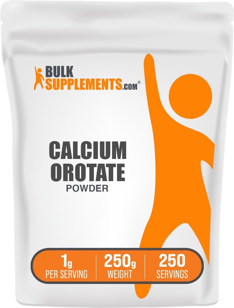 BulkSupplements.com Calcium Orotate Powder - Calcium Supplement, High Bioavailability - Unflavored & Gluten Free, 1g per Serving, 250g (8.8 oz) (Pack of 1)