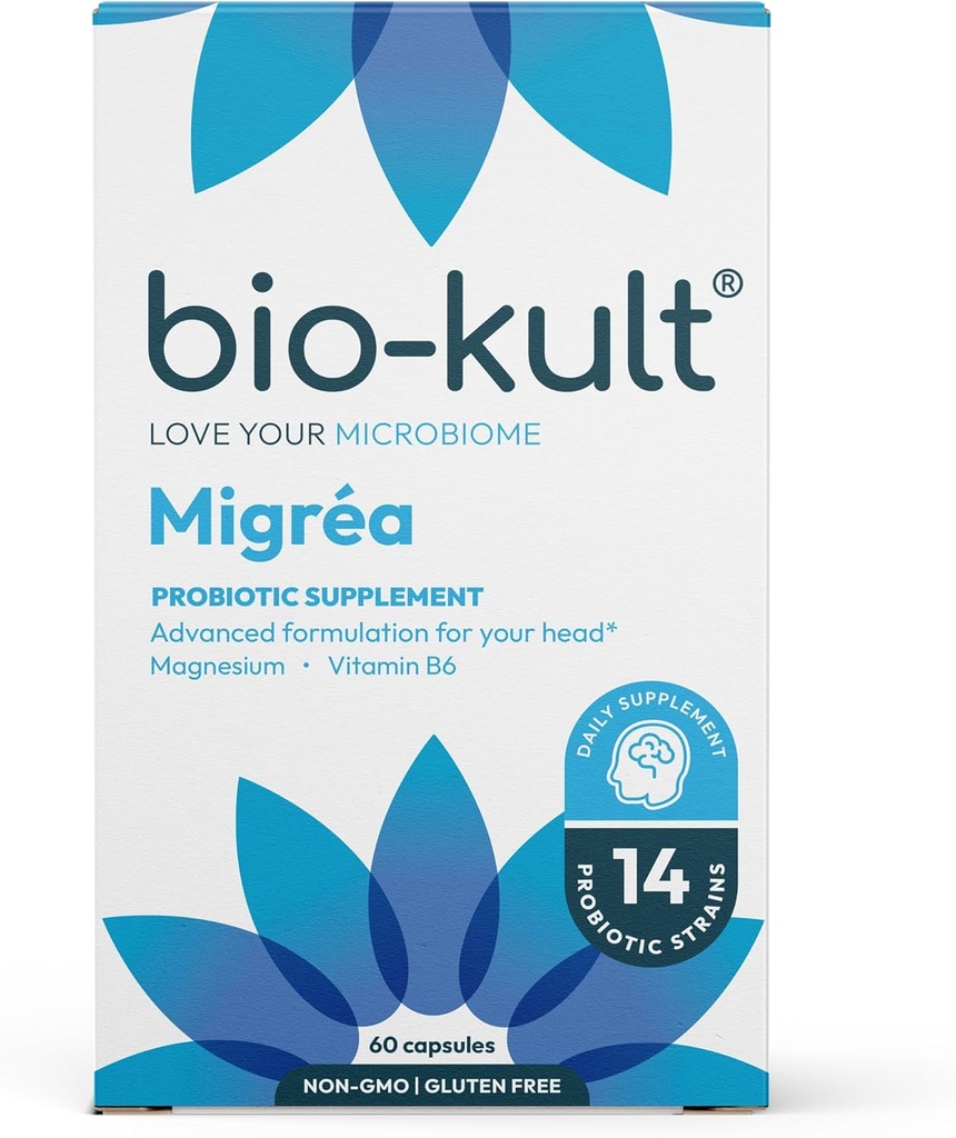 Bio-Kult Migréa | Magnesium, Vitamin B6 & Probiotics | Gut & Head Support | Advanced Multi-Strain Formula | 60 Capsules