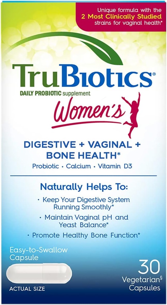 TruBiotics Probiotic for Women Probiotics for Digestive Health, Vaginal & Bone Health, Formulated with Bifidobacteria for Healthy Gut & Balanced pH, Daily Women's Probiotic Supplement, 30 Capsules