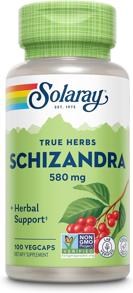 SOLARAY Schizandra 580 mg - Schisandra Supplement for Body Health and Wellness Support - with Schisandra Berry - Non-GMO Project Verified, Vegan, Lab Verified, 60-Day Guarantee, 100 Servings