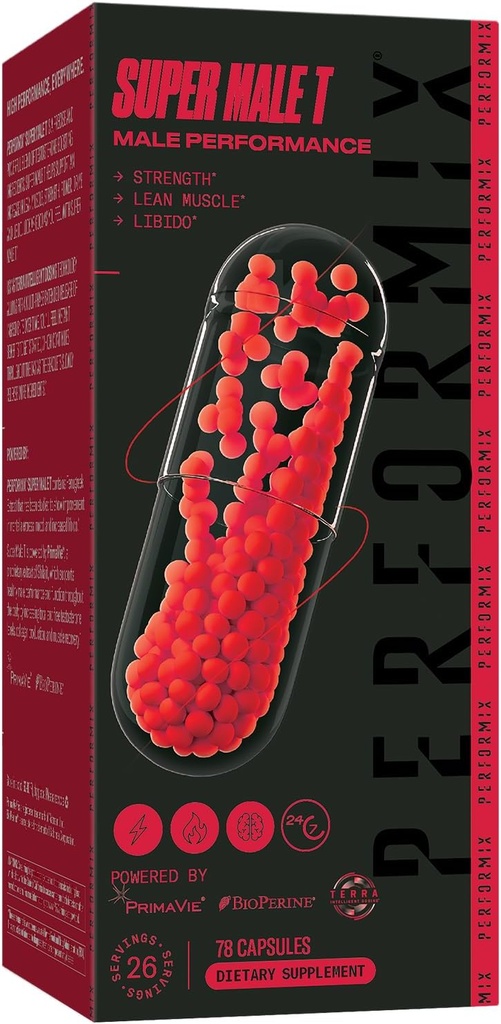 PERFORMIX - Super Male T - Testosterone Booster - Increase Strength & Muscle - Promotes Endurance, Stamina, Libido, Mood & Mental Clarity - Mass Gainer - 26 Servings