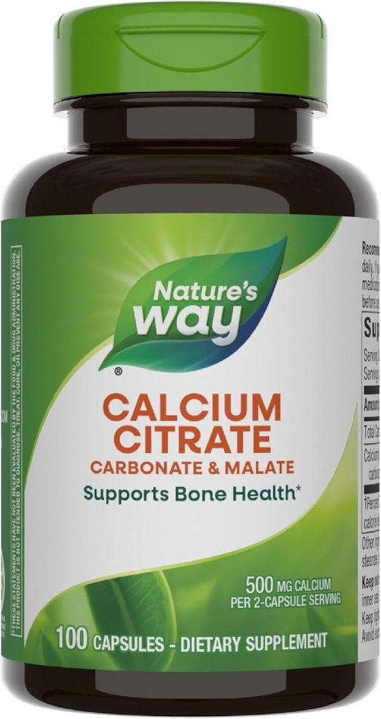 Nature's Way Calcium Citrate, Carbonate and Malate, Supports Bone Health*, 100 Capsules (Packaging May Vary)