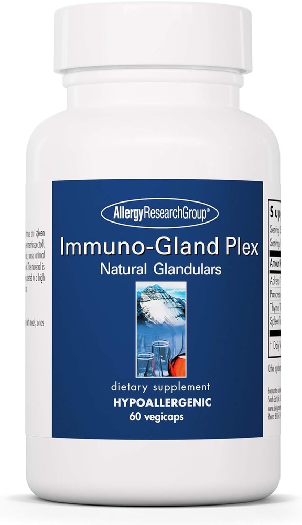 Allergy Research Group Immuno-Gland Plex Supplement - Grassfed Glandular Organ Meat Complex, Multi Organ, Beef Spleen, Pancreas, Vegetarian Capsules - 60 Count