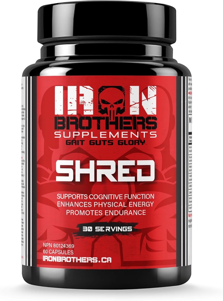 Iron Brothers Supplements Shred for Men & Women | Strong Appetite Suppressant for Weight Loss Management | Supports Cognitive Function Promotes Endurance Increases Energy - Fat Burner - Reduce Craving