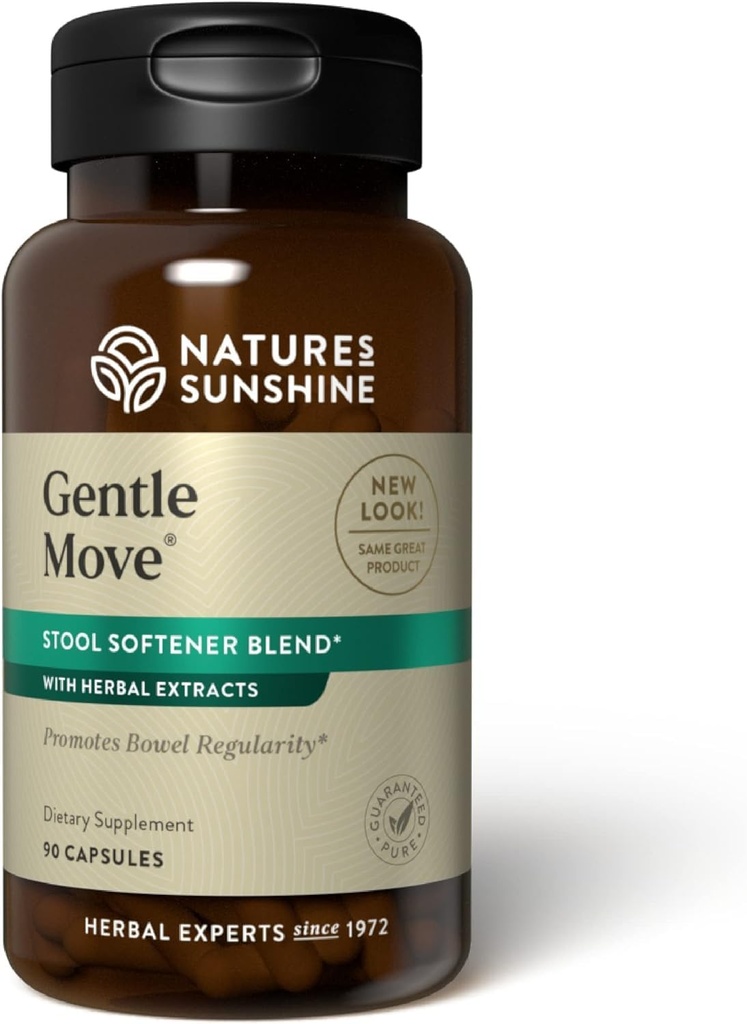 Nature's Sunshine Gentle Move: Experience Daily Digestive Support and Natural Constipation Relief with Natural Fiber for Soft Stools & Regularity, 90 Capsules