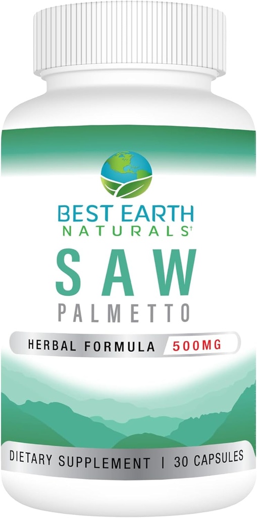 Best Earth Naturals Saw Palmetto 500 mg to Support Hair, Prostate, Urinary Tract 30 Count