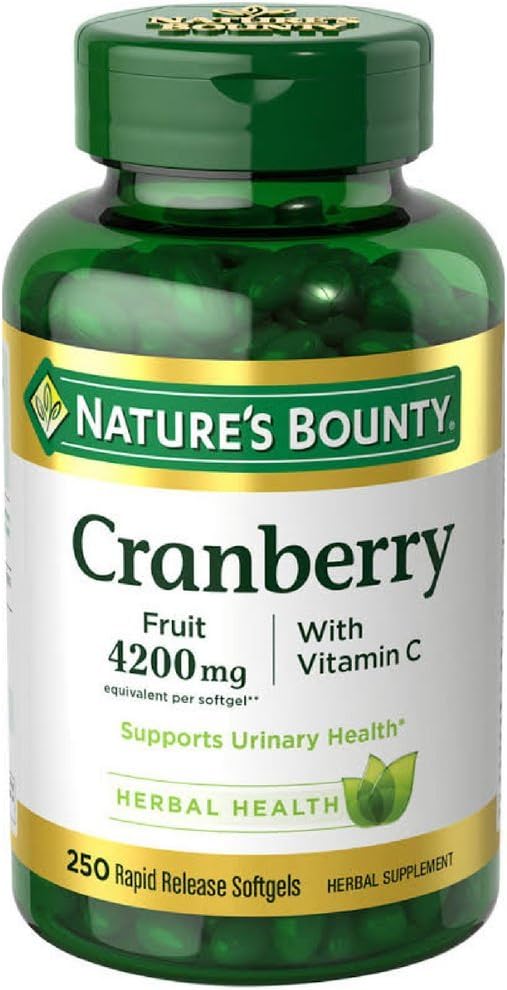 Nature's Bounty Cranberry Fruit 4200 mg with Vitamin C, 250 Softgels (Pack of 3)