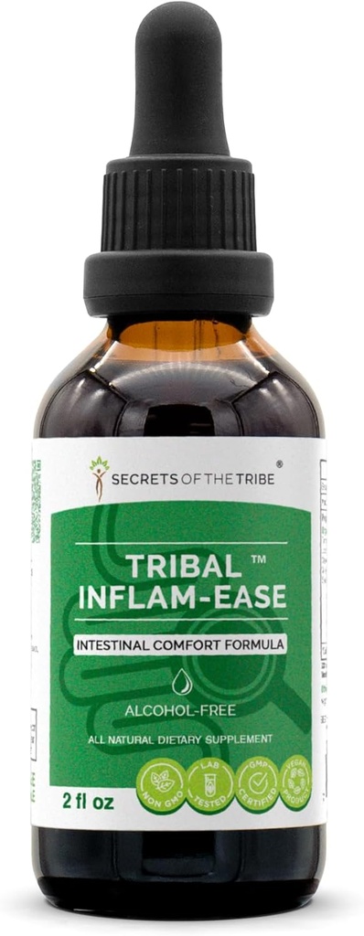 Tribal Inflam-Ease Alcohol-Free, Glycerite Turmeric, Licorice, Meadowsweet, Ginger, Spirulina. Tincture Herbal Extract Intestinal Comfort Formula 2 OZ