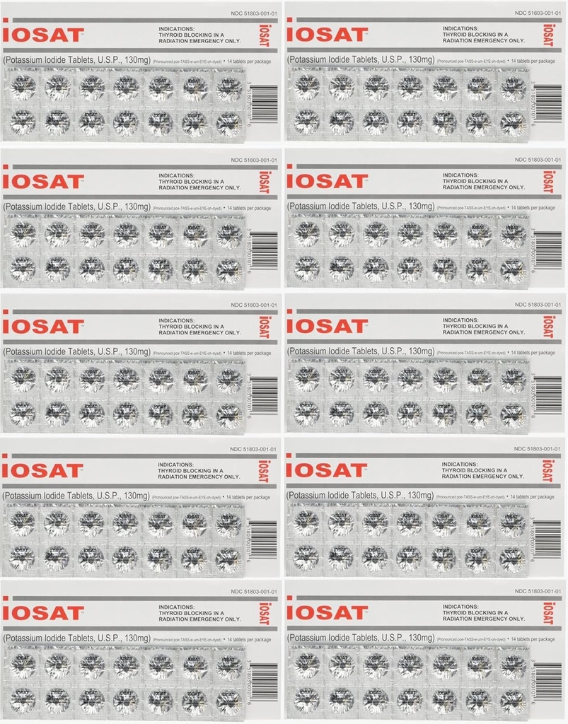 Potassium Iodide Tablets, 130 mg (14 Tablets each) - 10 packs