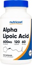 Nutricost Alpha Lipoic Acid 600mg Per Serving 120 Capsules, 60 Servings - Plant Based Caps, Non-GMO