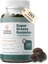 Super Greens Gummies for Women, Adults - with Prebiotics & Probiotics, Not 8, but 30 Powerful Greens Superfoods - Multivitamin Veggie Chewables (90 Gummies)