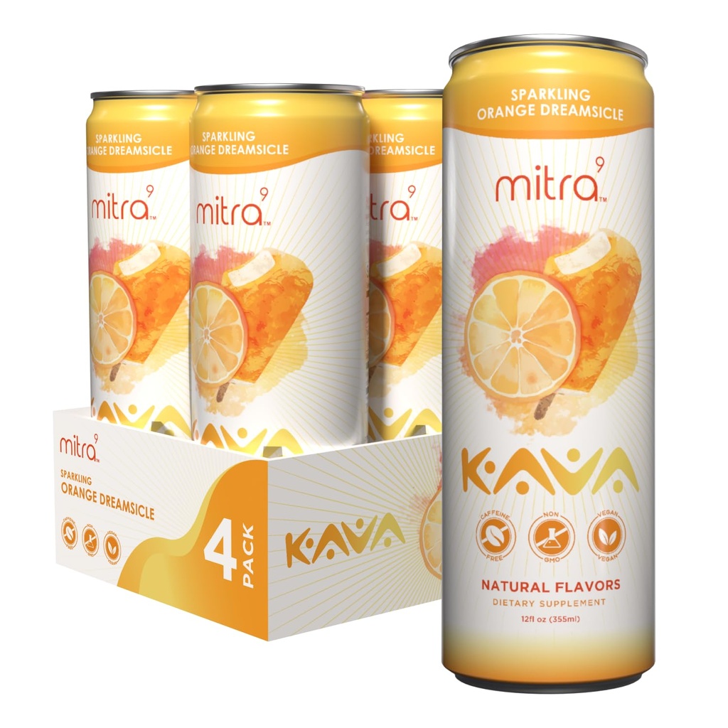 MITRA9 Botanical Beverages - Orange Dreamsicle Sparkling Kava Drink With Kava Root Extract - Mood Enhancer - Plant Based - Promotes Natural Calm & Clarity (12 Fl. Oz) (4)