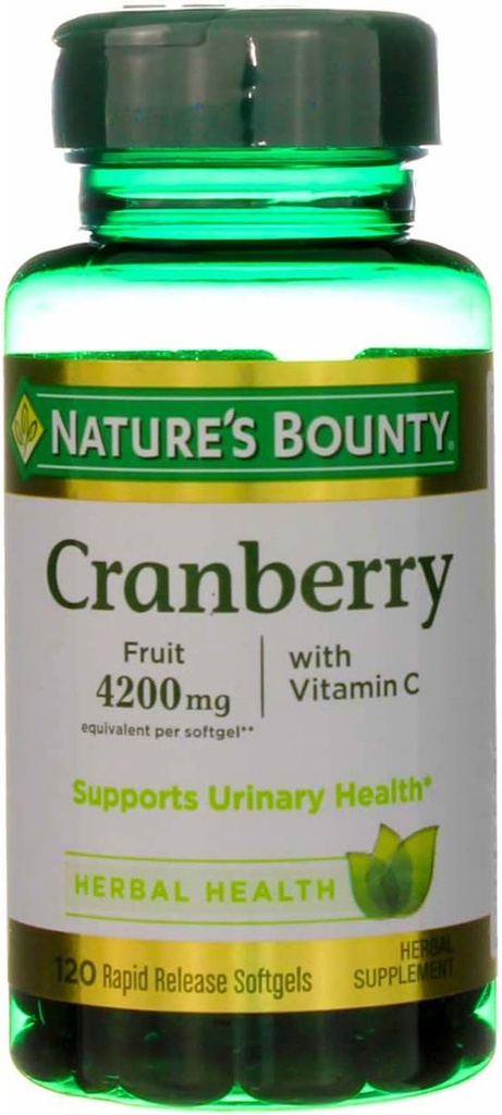 Nature's Bounty Cranberry Fruit 4200 mg, Plus Vitamin C Softgels, 120 ea (Pack of 4)